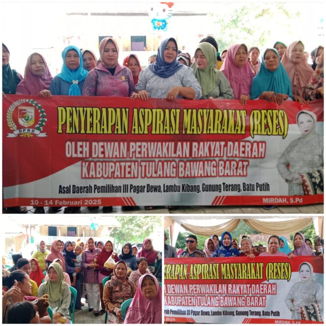 
 Mirdah Alpianto.S.P.d. Anggota DPRD Kabupaten Tubaba Menggelar Reses ke II di Tiyuh Pagar Dewa dan tiyuh Pagar jaya