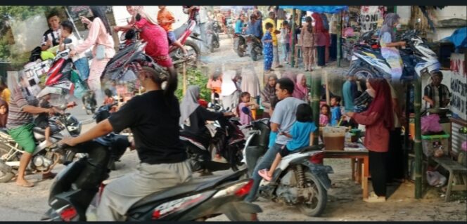 
 Suasana Sore Hari Tiyuh Penumangan Baru, Pasar Sore di Serbu Warga Berburu Takjil di bulan Suci Ramadhan 1447H.