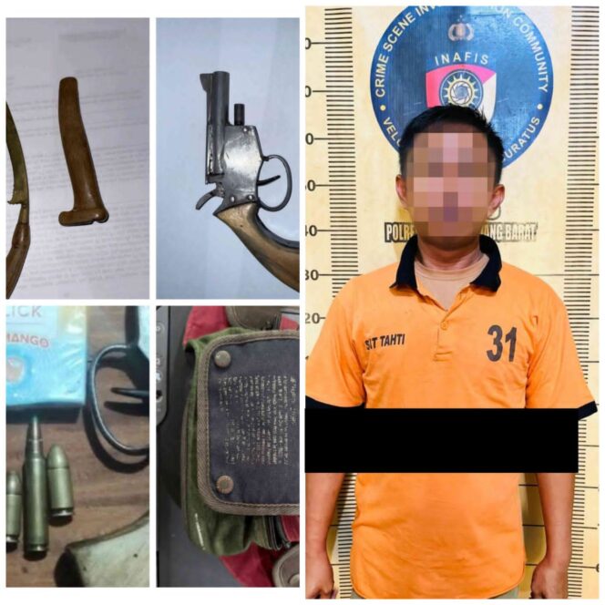 
 Sat Reskrim Polres Tulang Bawang Barat Amankan Warga Terusan Unyai Kedapatan Memiliki Senjata Api Rakitan